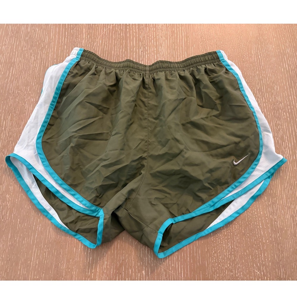 Nike Dri-FIT Women's Medium Running Shorts Olive Green Teal White Athletic